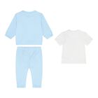 Baby Boys Blue & White 3-Piece Tracksuit Gift Set, 2, hi-res