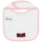 Baby Girls White & Pink Teddy Bear Logo Bib, 3, hi-res