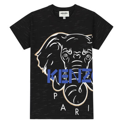 Boys Black Elephant Logo T-Shirt