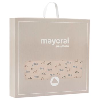 بطانية أطفال برسومات حيوانات باللون البيج