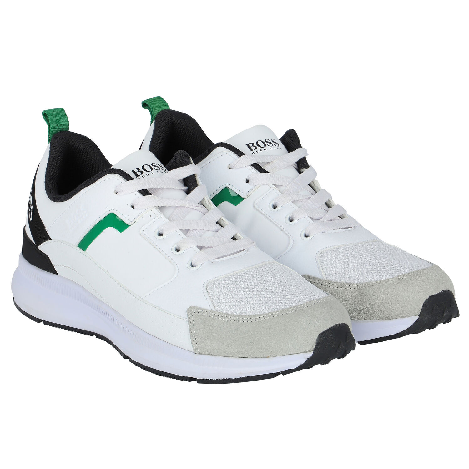 Boys White Mini Me Logo Trainers, 1, hi-res