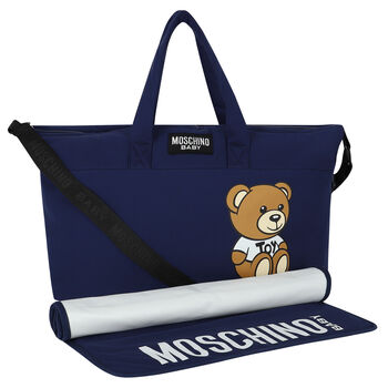 Navy Blue Teddy Bear Logo Baby Changing Bag