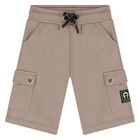 Younger Boys Beige Logo Shorts, 3, hi-res