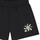 Girls Black Teddy Bear Logo Shorts, 4, hi-res