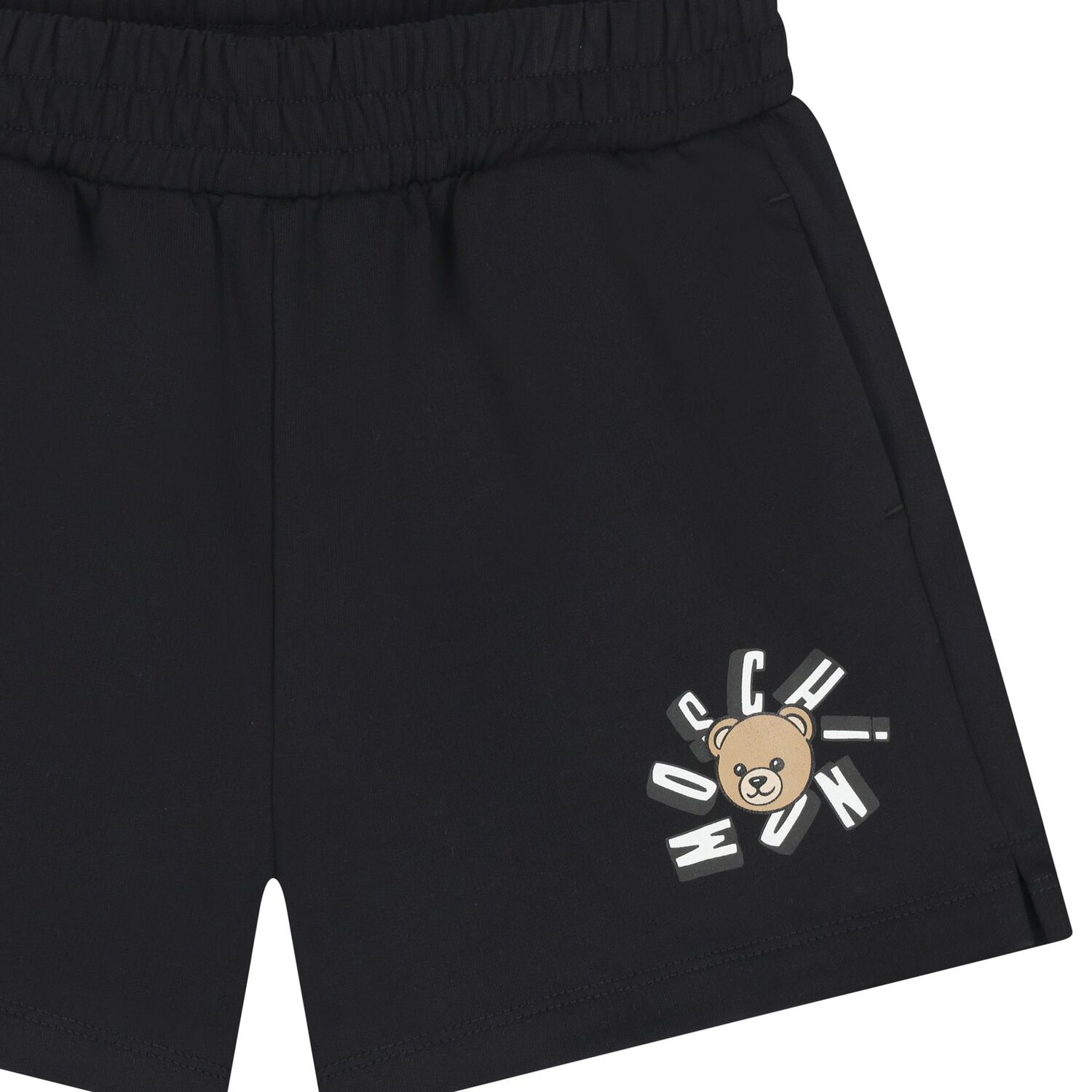 Girls Black Teddy Bear Logo Shorts, 4, hi-res