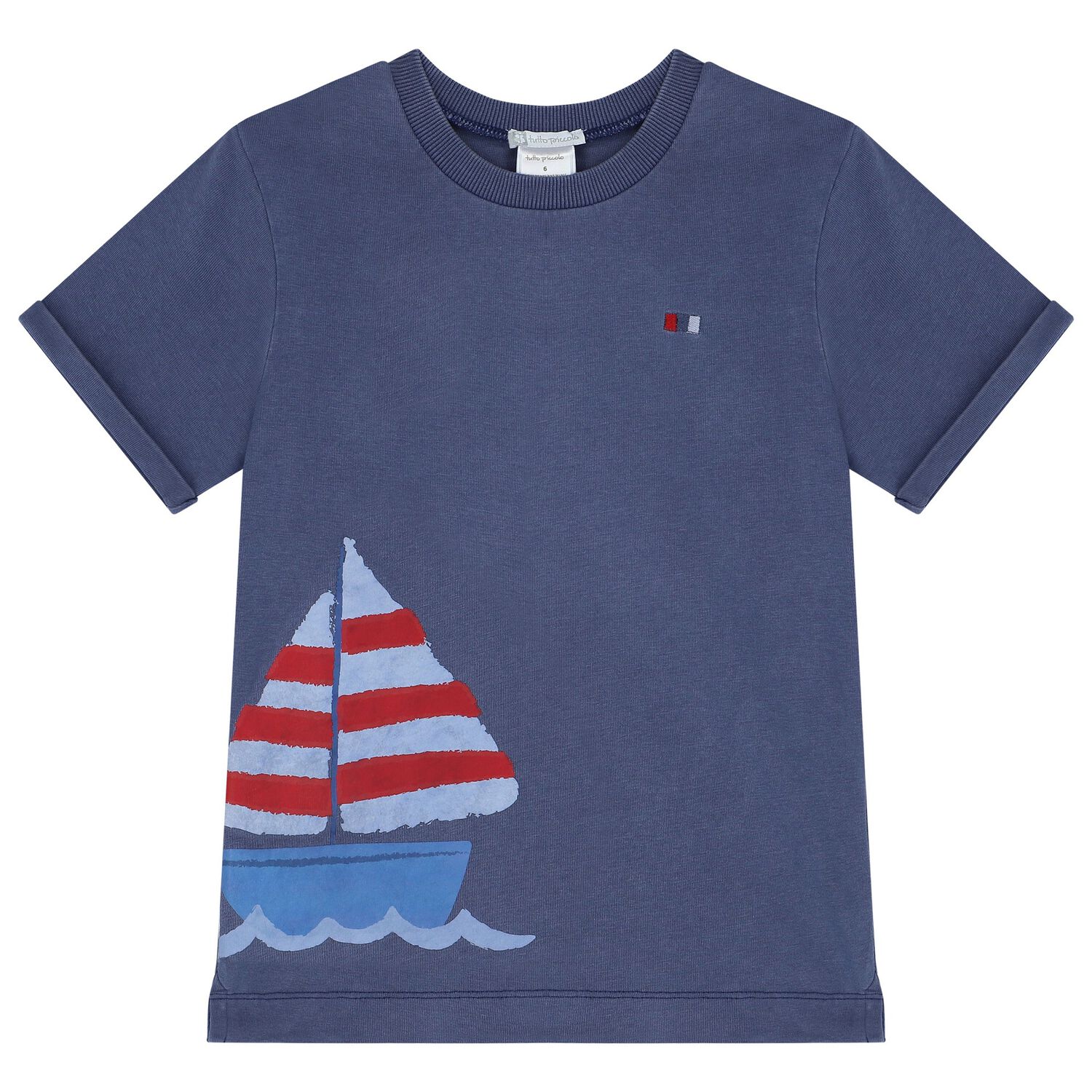 Boys Navy Blue Saill Boat T-Shirt, 1, hi-res image number null