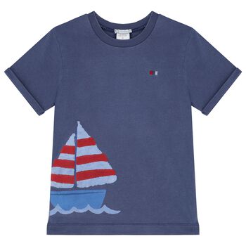 Boys Navy Blue Saill Boat T-Shirt