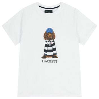Boys White Dog Logo T-Shirt 