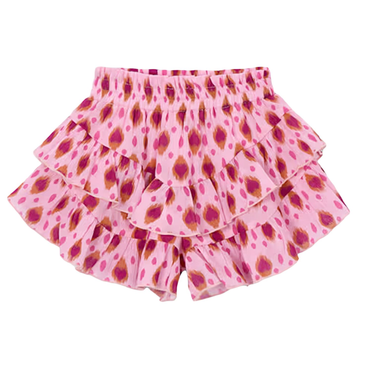 Girls Pink Heart Ruffled Shorts, 1, hi-res