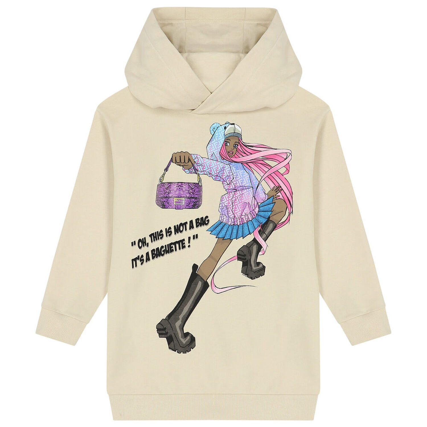 فستان هودى بنات باللون البيج, 1, hi-res image number null