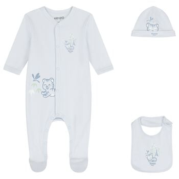 Baby Boys Blue Tiger Babygrow Gift Set