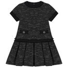 Girls Black Tweed Dress, 1, hi-res