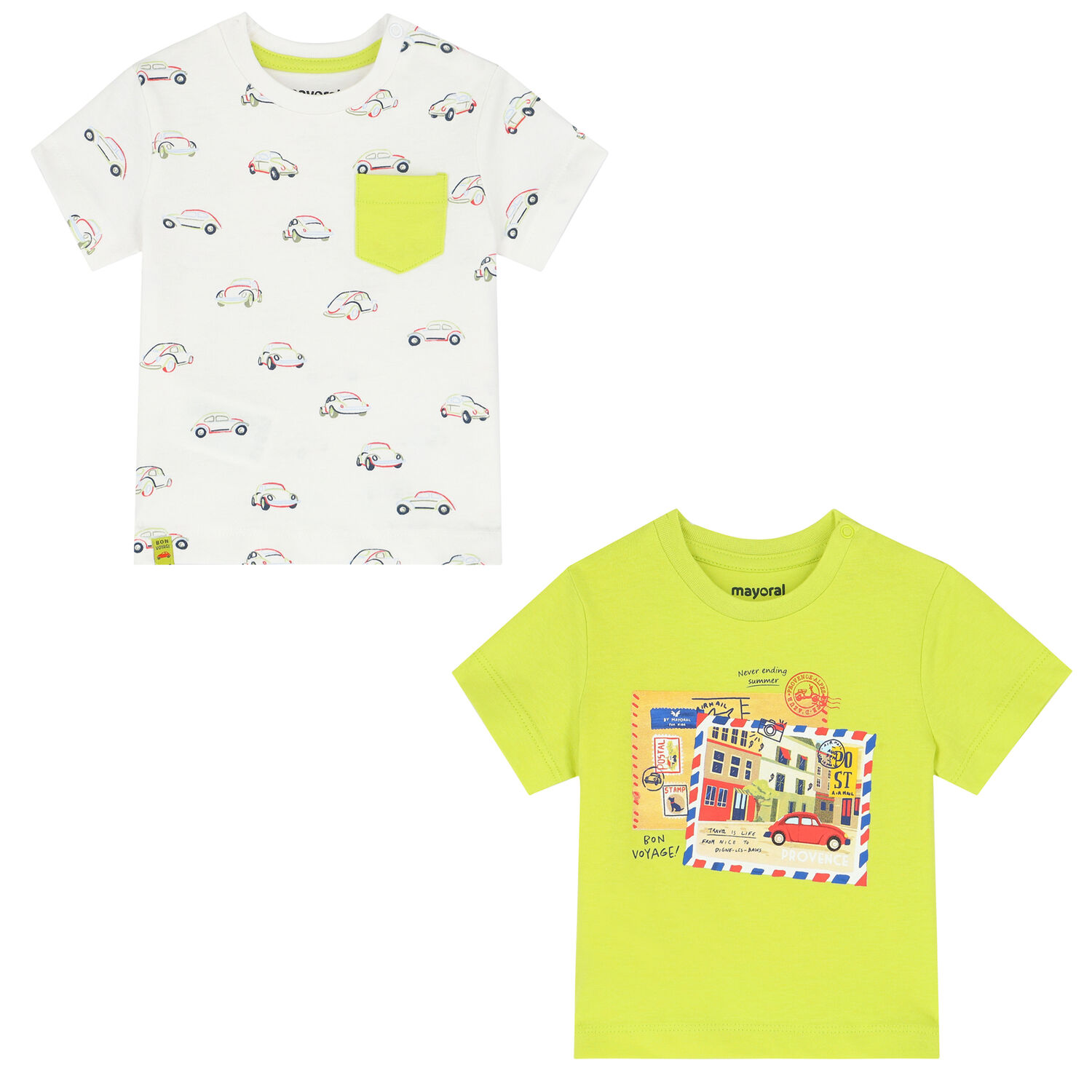 Younger Boys White & Neon Green T-Shirts ( 2-Pack ), 1, hi-res image number null