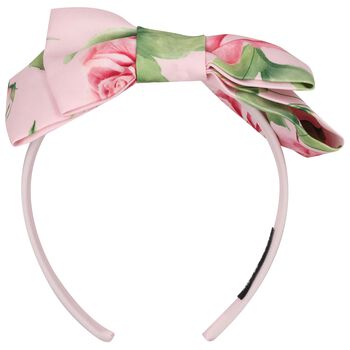 Girls Pink Bow Floral Headband