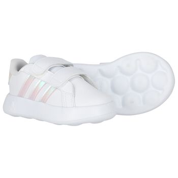 Girls White Logo Iridescent Trainers
