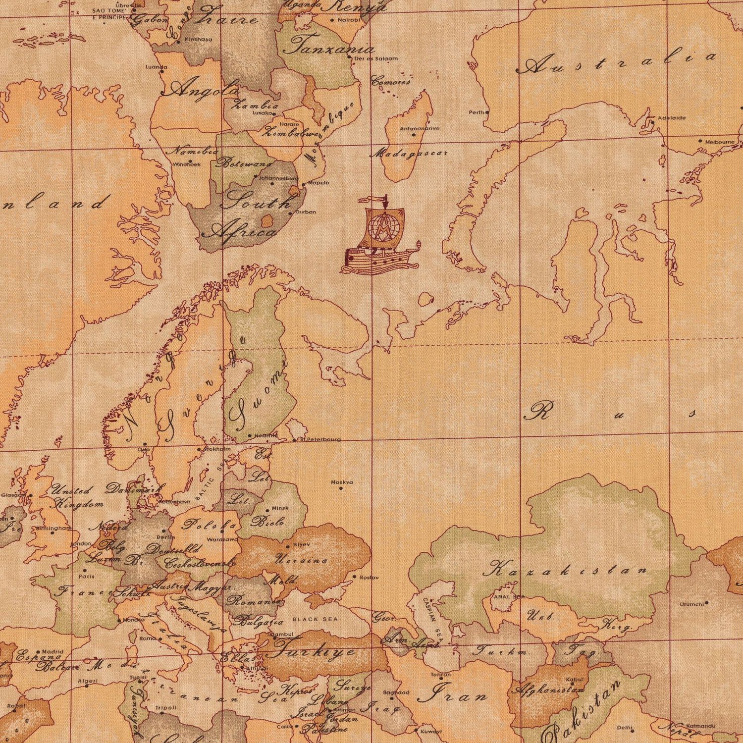 Ivory & Beige Geo Map Baby Blanket, 1, hi-res