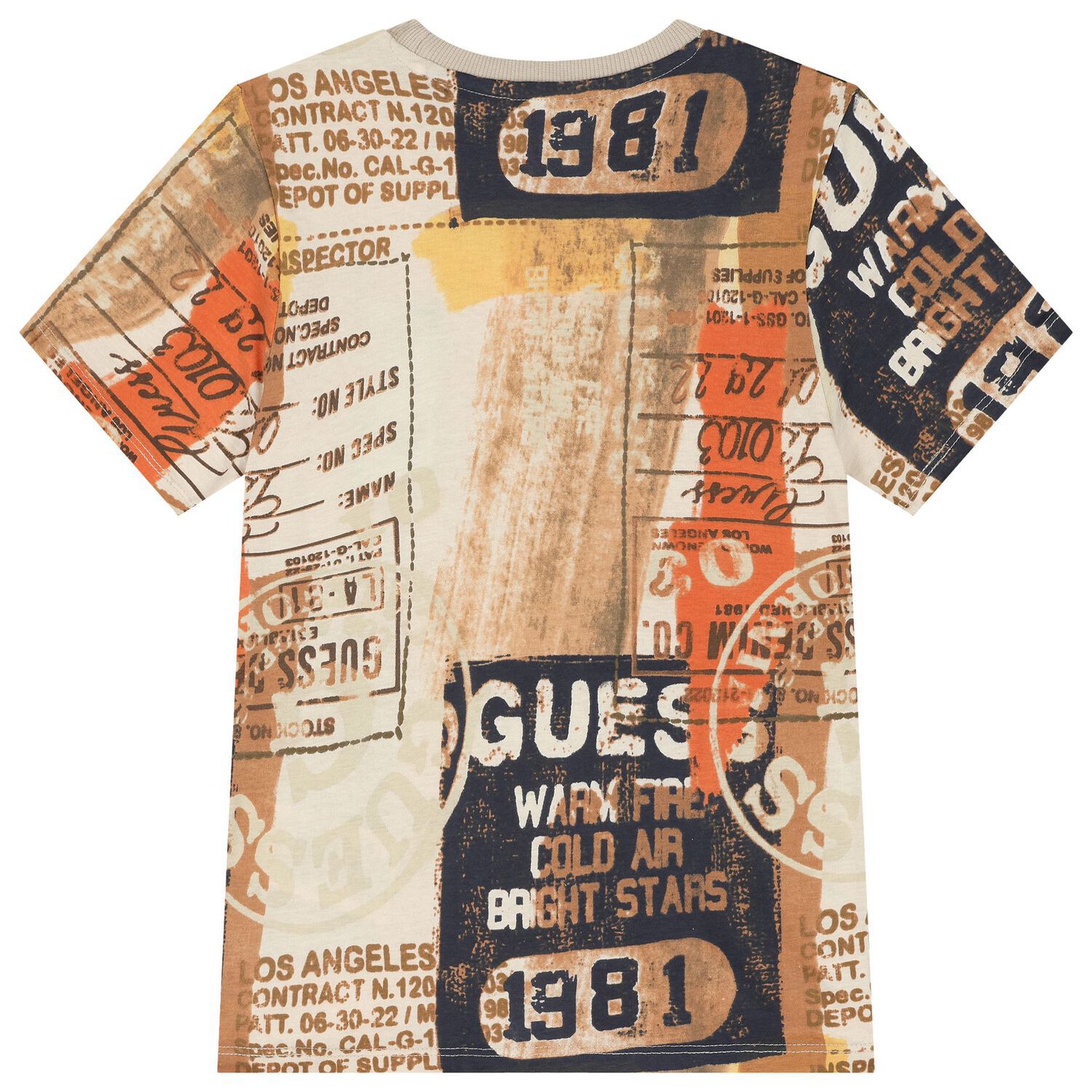 تي شيرت أولاد بالشعار باللون البيج , 1, hi-res