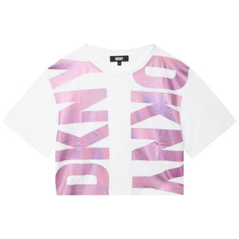 Girls White & Pink Logo T-Shirt