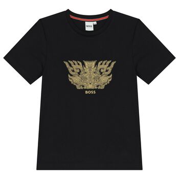 BOSS Boys Black Dragon Logo T-Shirt, 1 Boys Black Dragon Logo T-Shirt