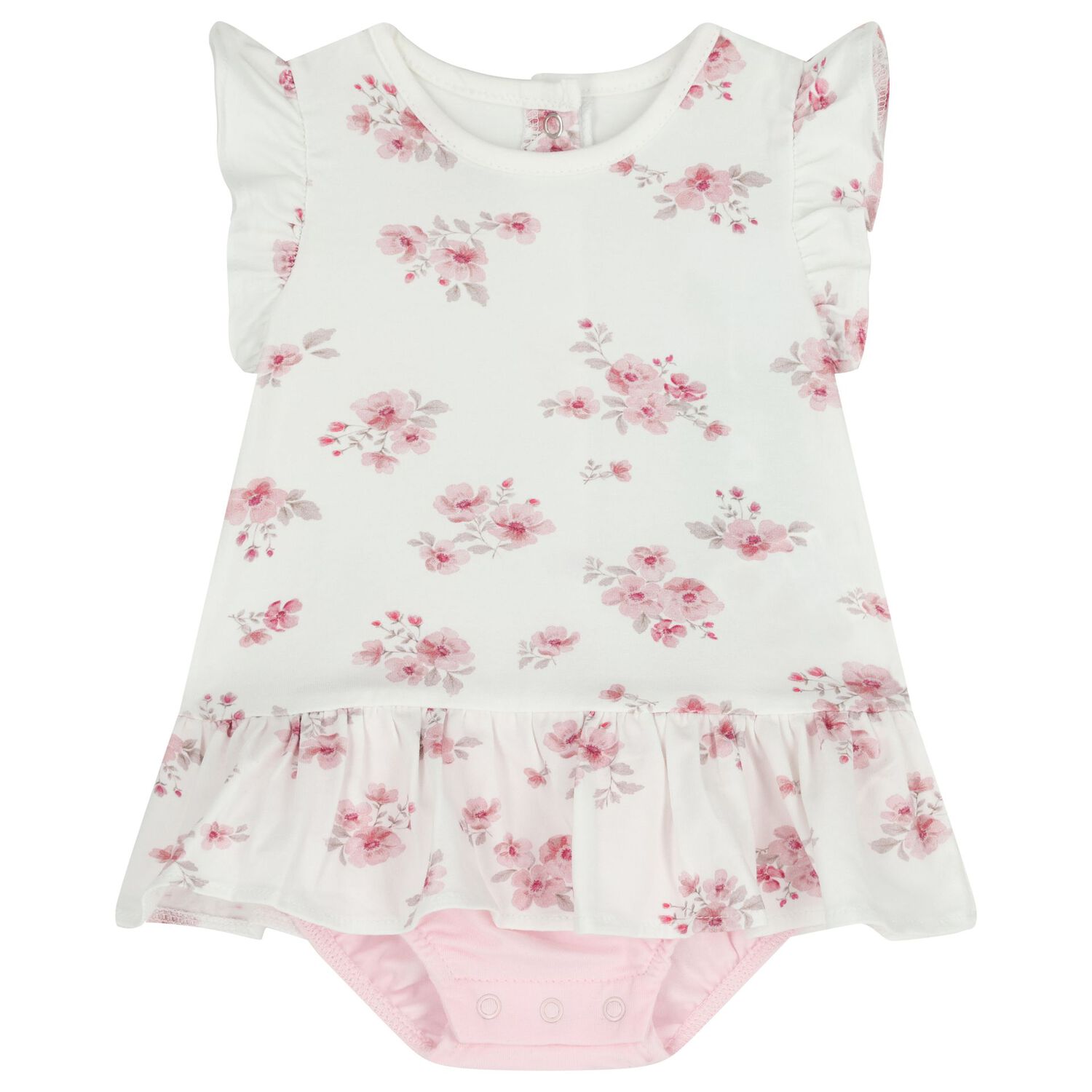 Baby Girls Pink & White Floral Romper Set, 1, hi-res