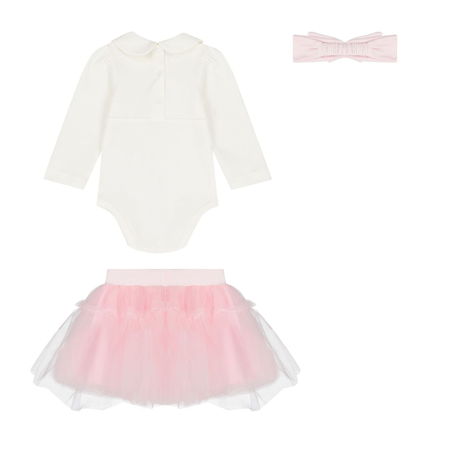 Baby Girls Ivory & Pink Tulle Skirt Set, 1, hi-res