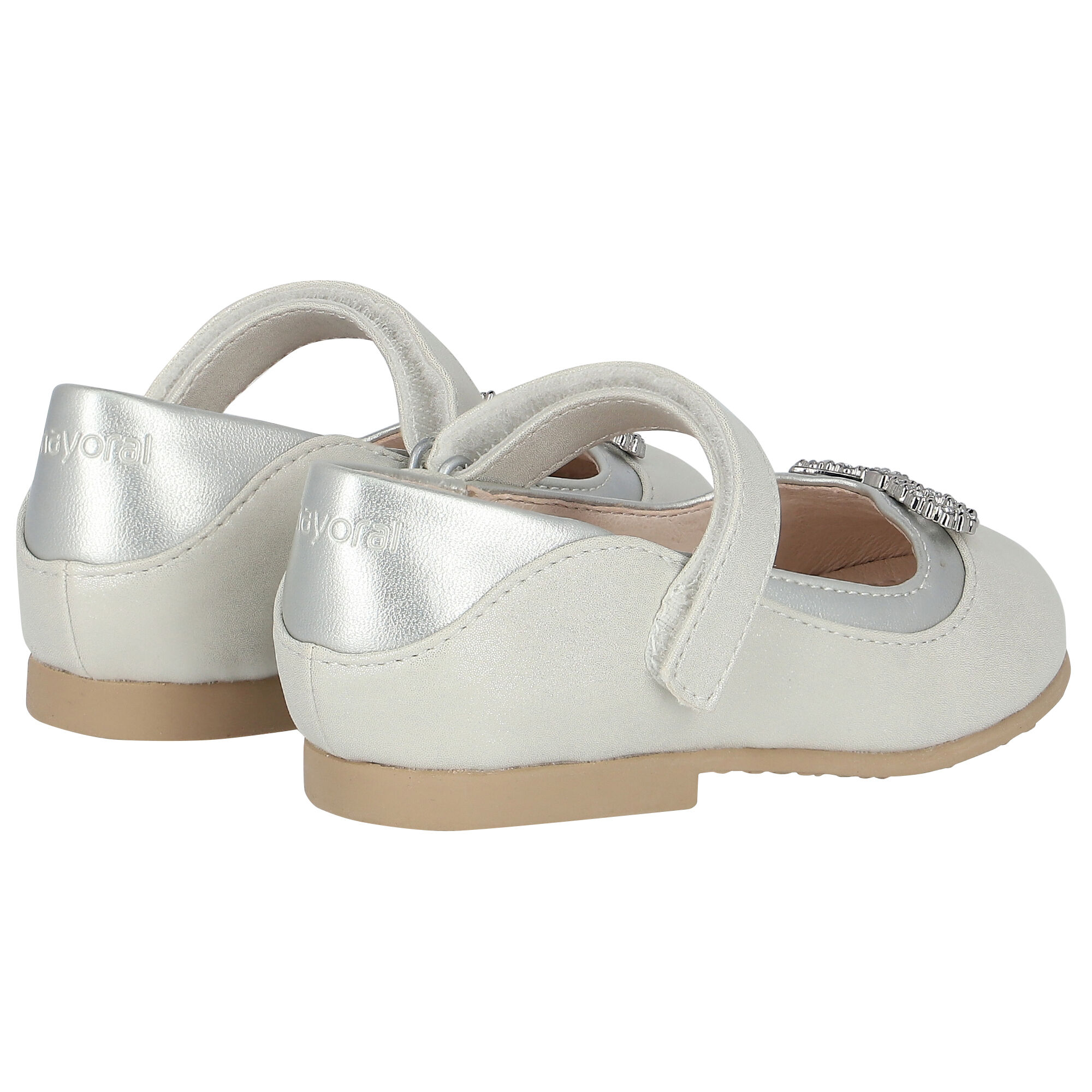 Mayoral Younger Girls Silver Diamante Bow Shoes Junior Couture UAE