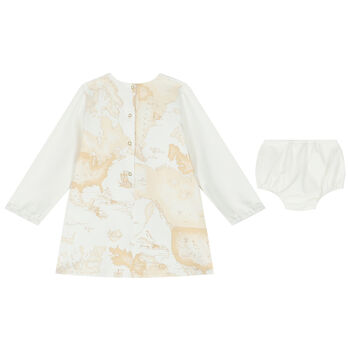 Baby Girls Ivory & Beige Geo Map Dress Set