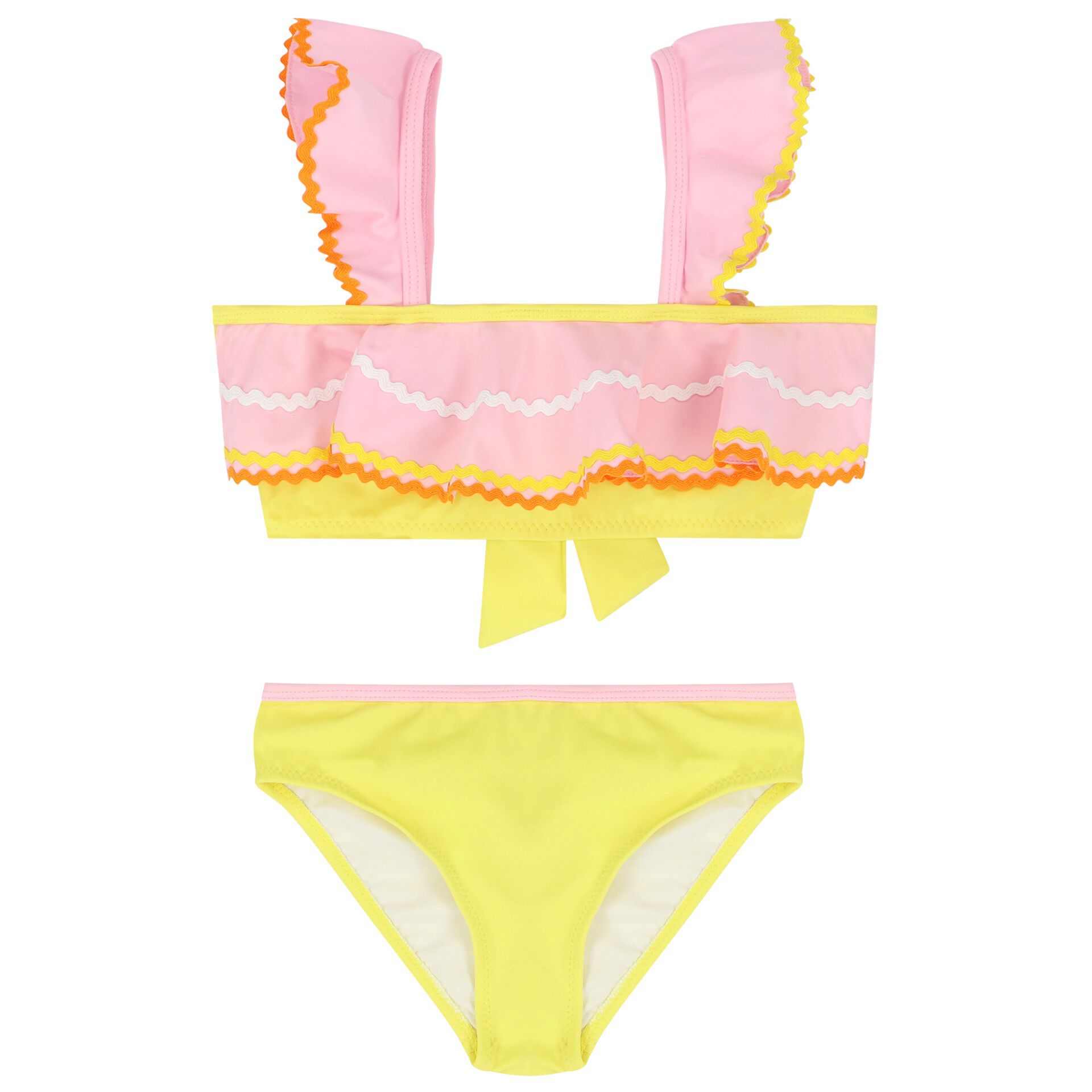 Yellow ruffle bikini top