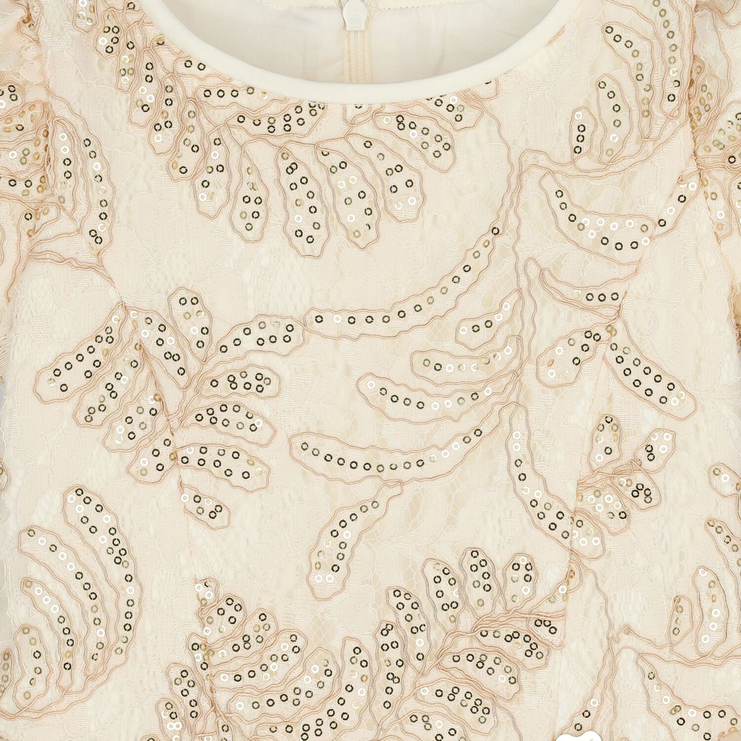 Girls Beige & Gold Tulle Dress, 1, hi-res