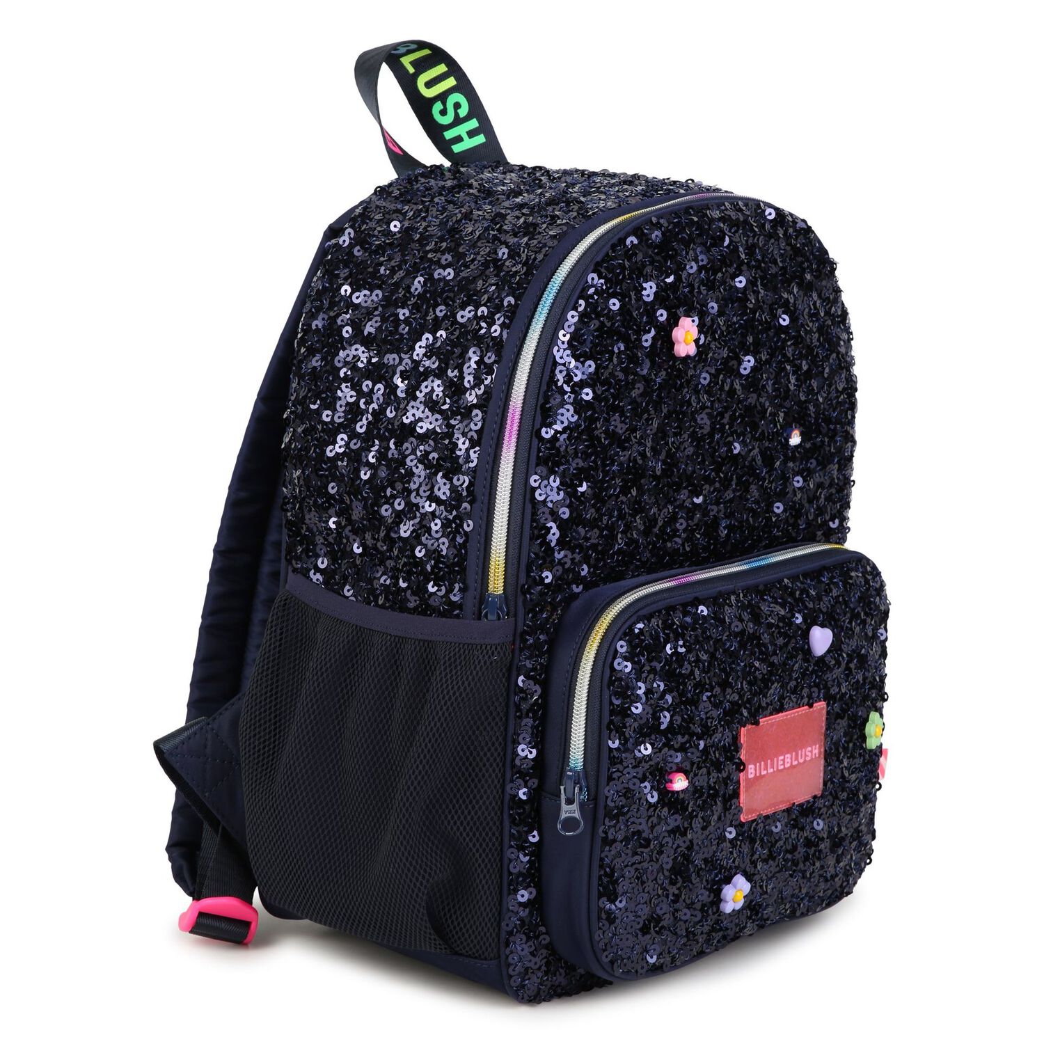 Girls Navy Blue Embellished Backpack ( 35cm ), 1, hi-res