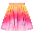 Girls Multi-Colored Logo Pleated Satin Skirt, 1, hi-res