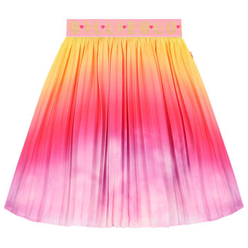Girls Pink Ombre Pleated Skirt