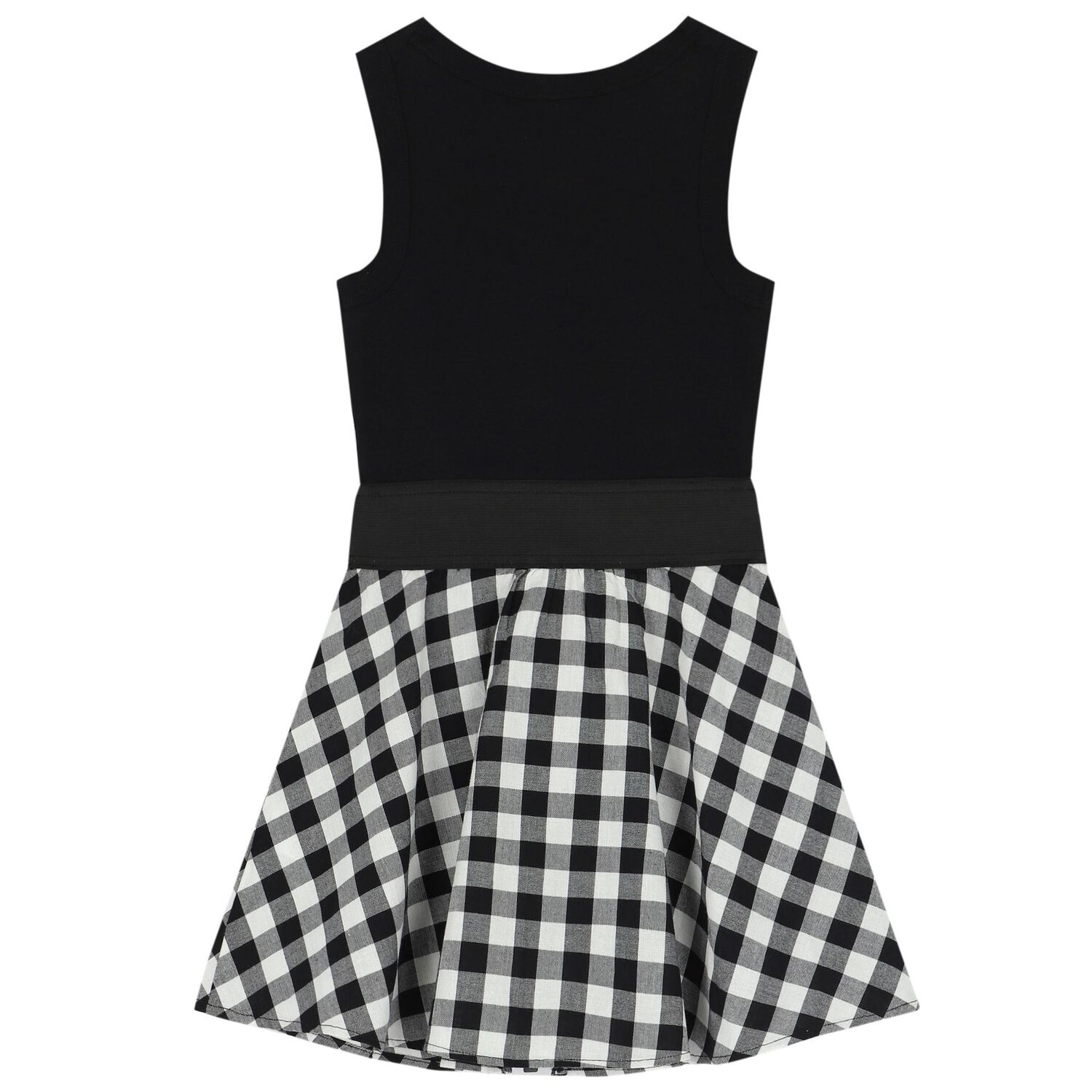Girls Black & White Logo Dress, 1, hi-res