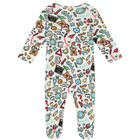 Baby Boys White Teddy Bear Logo Babygrow, 1, hi-res