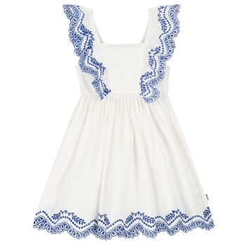 Girls White Broderie Anglaise Dress