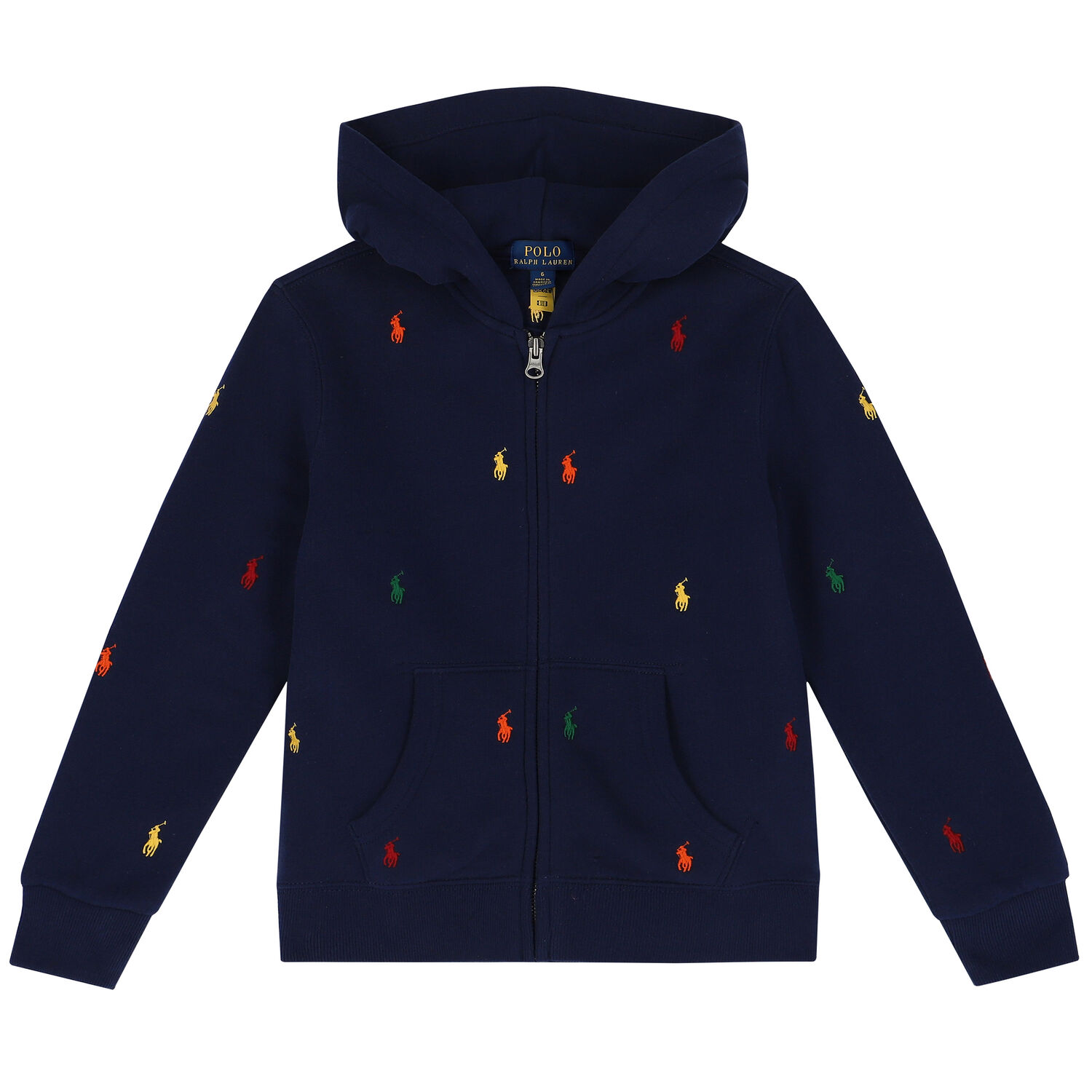 Boys Navy Logo Zip Up Top, 1, hi-res