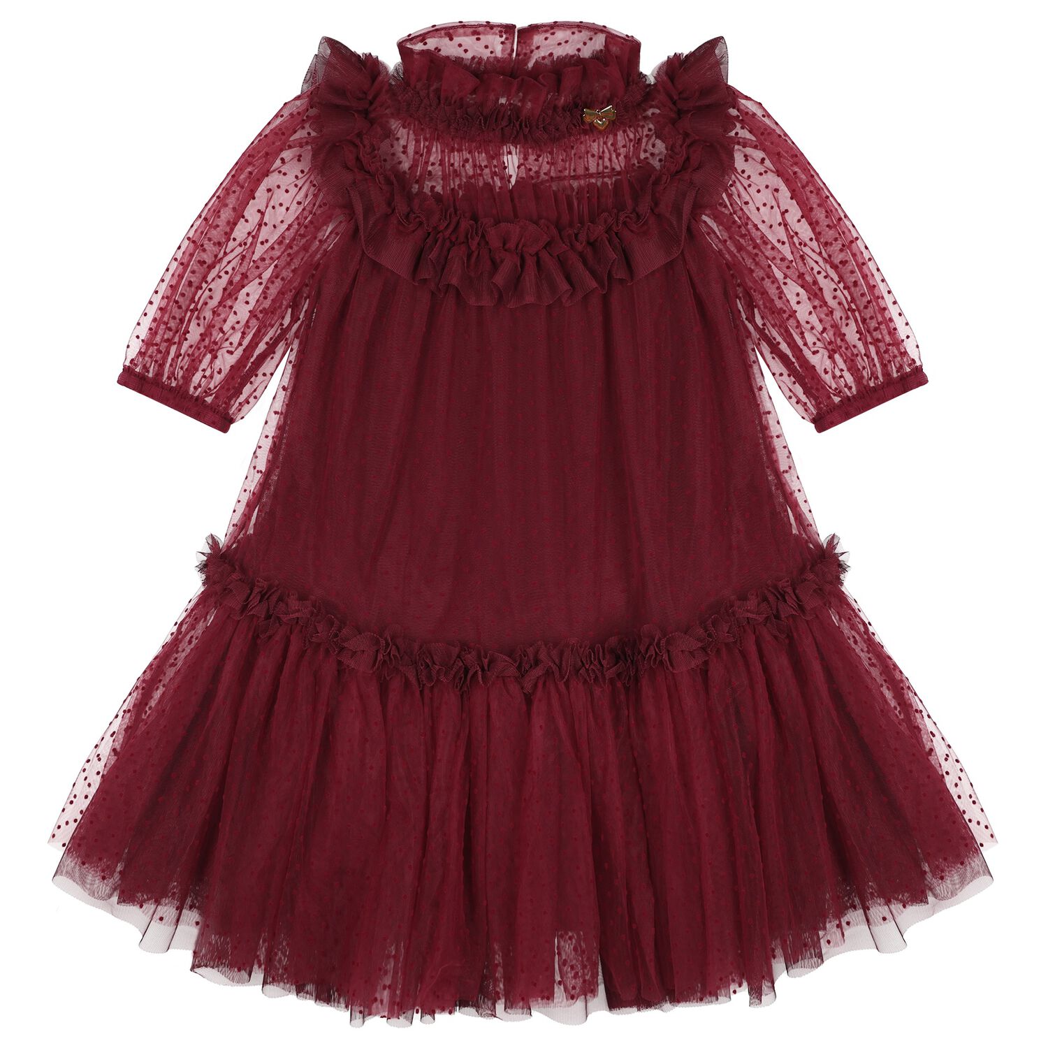 Girls Red Dots Tulle Myrtisa Dress, 1, hi-res