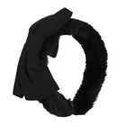 Girls Black Faux Fur Bow Headband, 2, hi-res