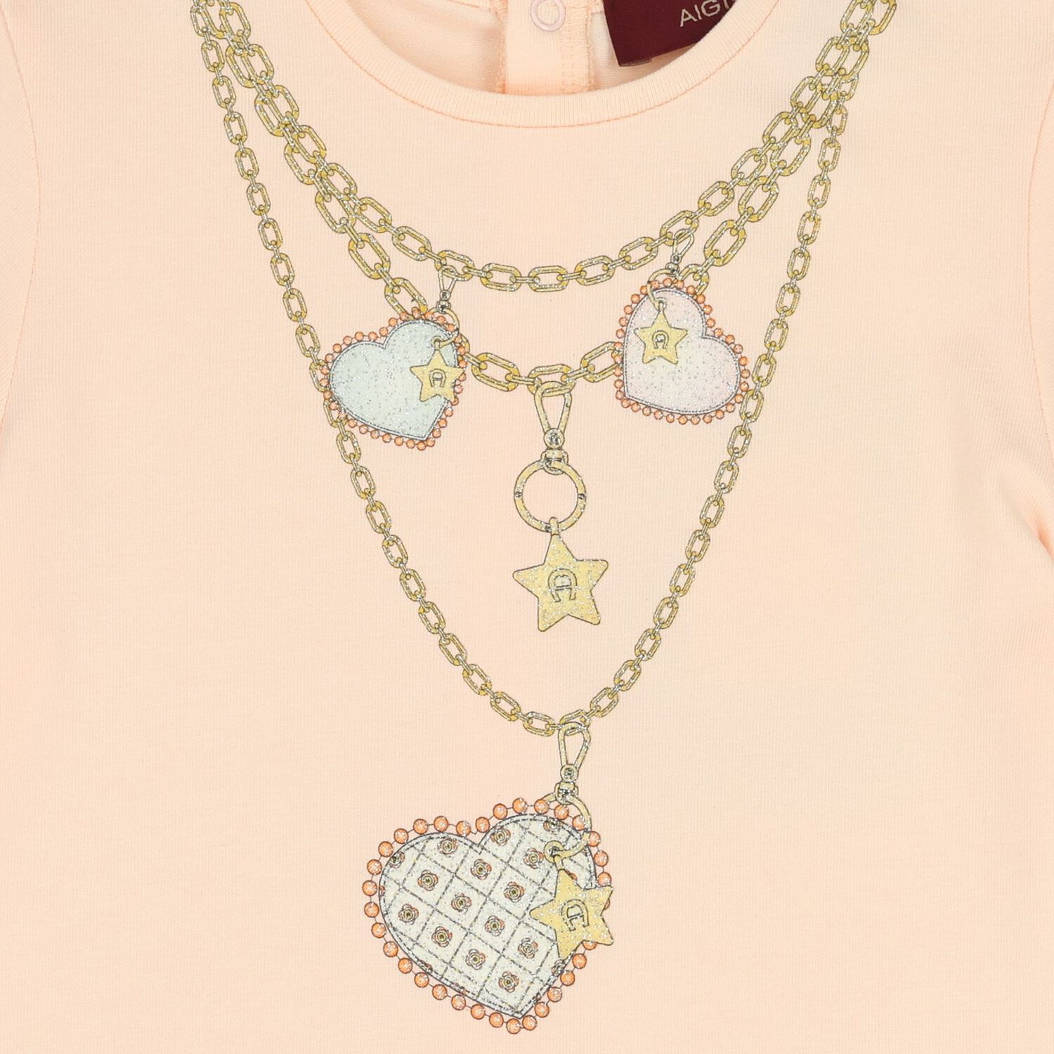 فستان بنات بالشعار بطبعه قلاده باللون الوردى , 2, hi-res