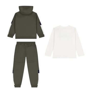 Boys Green & White Tracksuit Set (3 Piece)