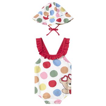Baby Girls Multi-Coloured Swimsuit & Hat Set