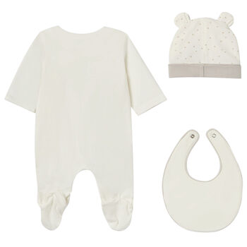 Ivory Babygrow, Hat & Bib Set