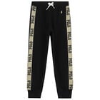 بنطلون رياضي بالشعار باللون الأسود للبنات, 1, hi-res