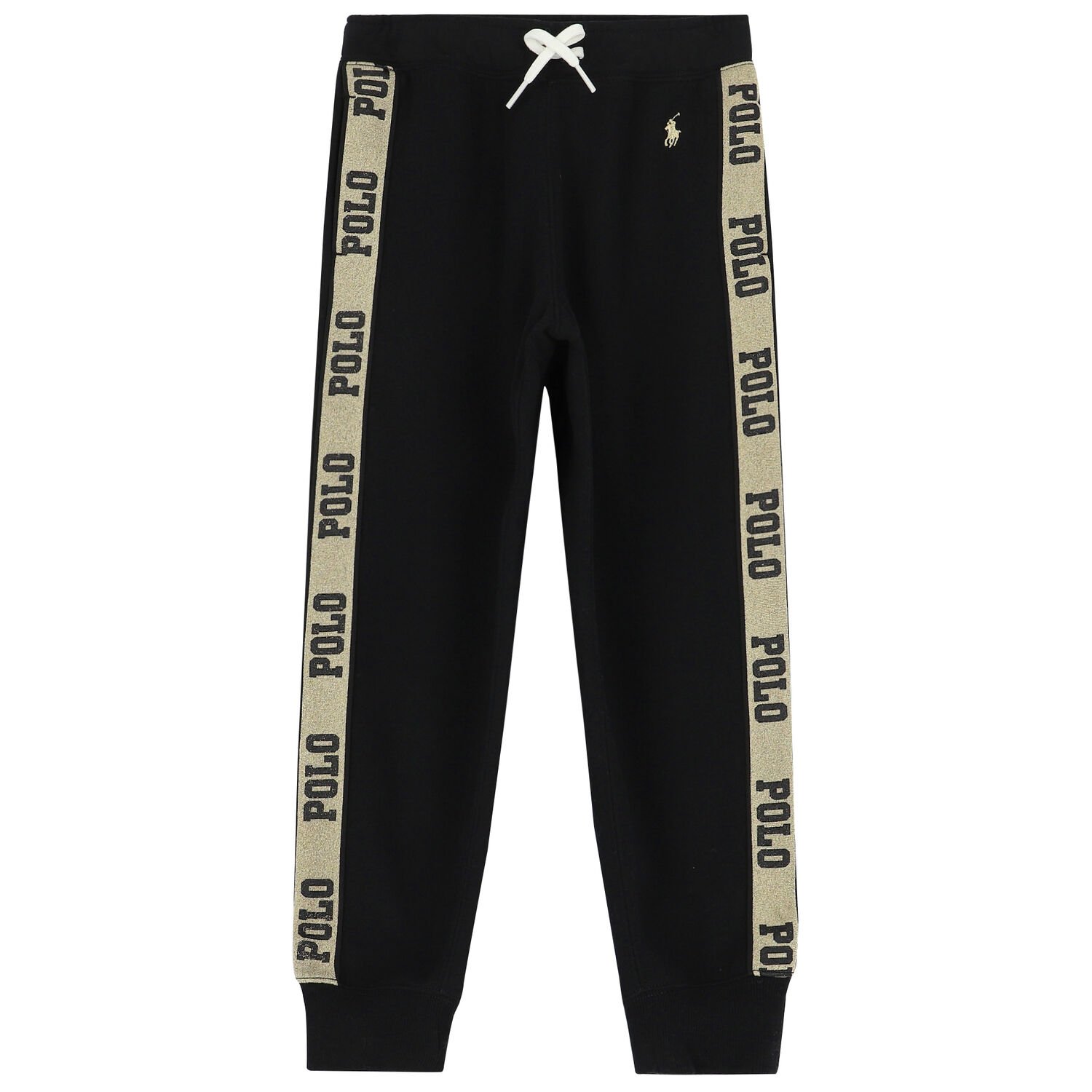 بنطلون رياضي بالشعار باللون الأسود للبنات, 1, hi-res