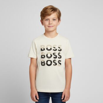 Boys Beige Logo T-Shirt
