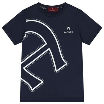 Boys Navy Blue Logo T-Shirt