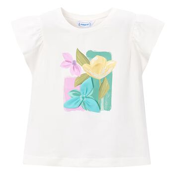 Girls Ivory Flower T-Shirt