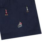 Boys Navy Blue Embroidered Shorts, 1, hi-res