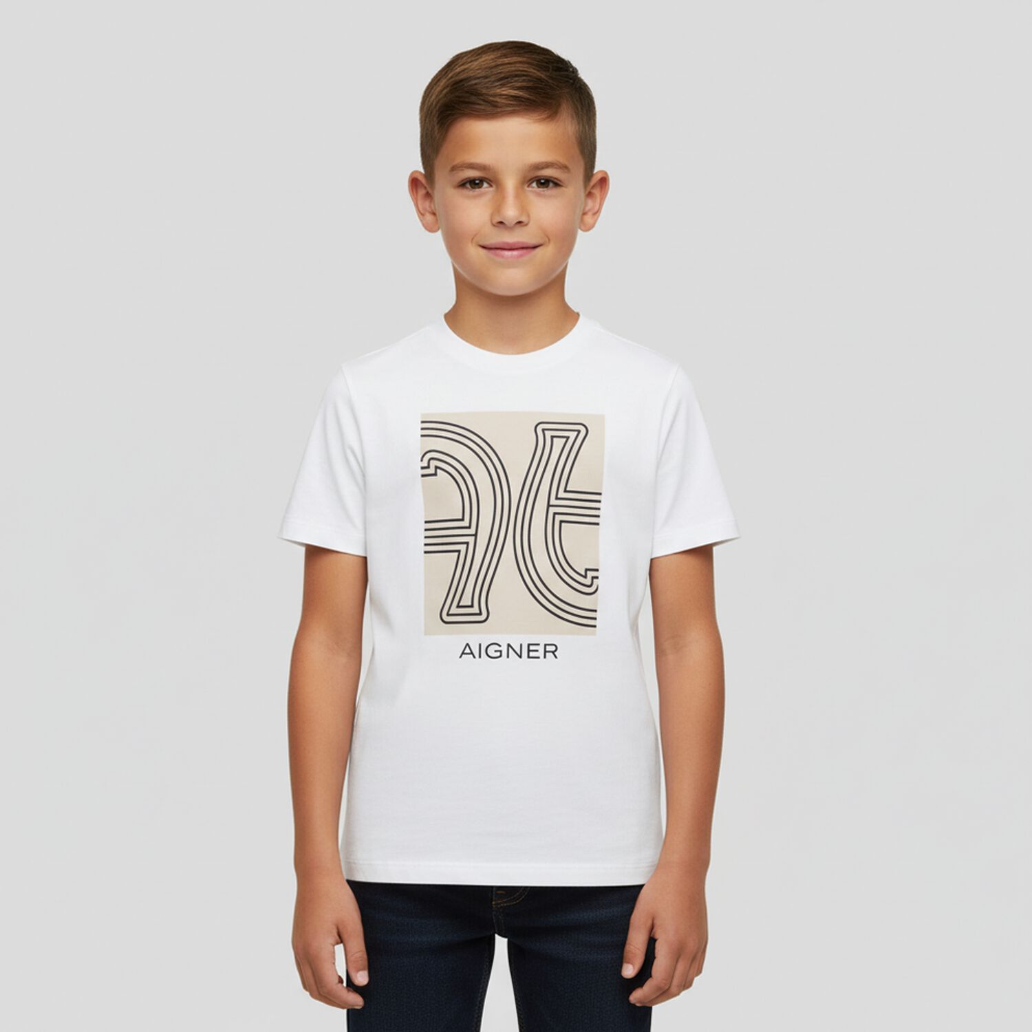 Boys White Logo T-Shirt, 1, hi-res