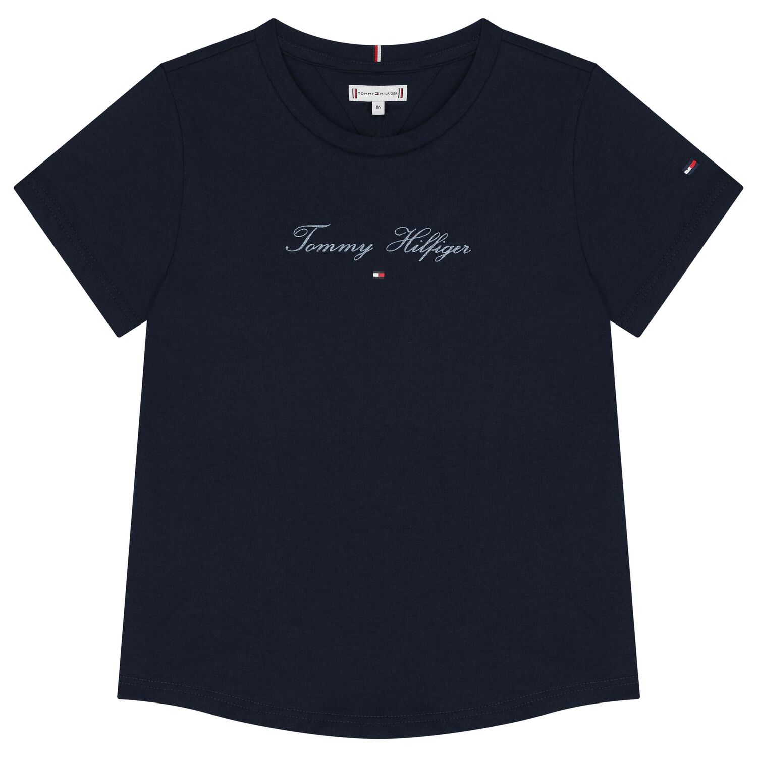 تيشيرت بنات بالشعار باللون الكحلى, 1, hi-res